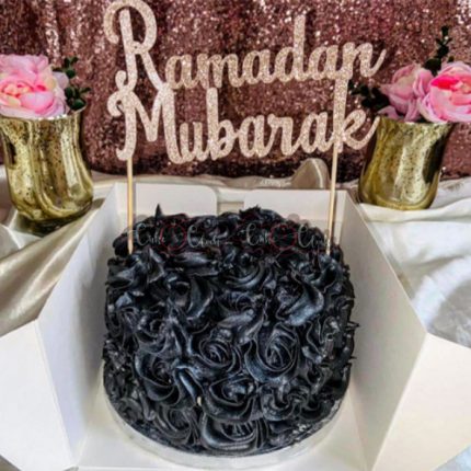 Black Theme Cake With Beautiful Cake
