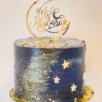Eid Mubarak Cake With Gold Topper