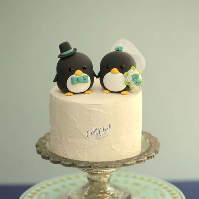 Cute Penguins Anniversary Cake